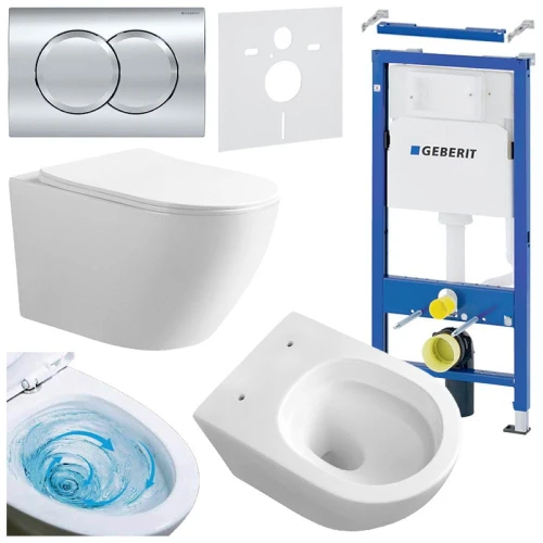 Zestaw podtynkowy WC stelaż Geberit Duofix miska Mizu-WH-TR-03 przycisk Delta 01 chrom