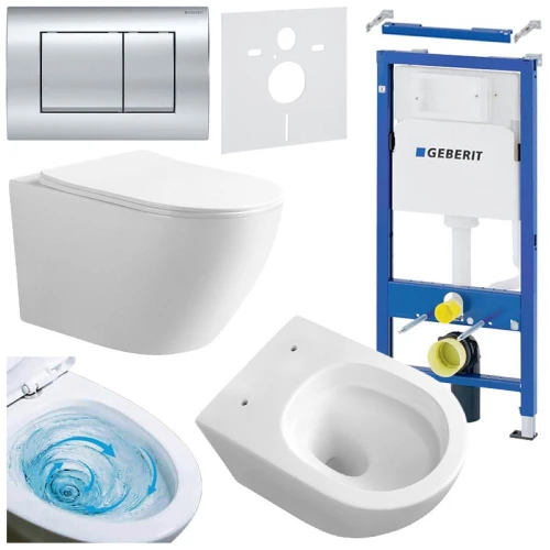 Zestaw podtynkowy WC stelaż Geberit Duofix miska Mizu-WH-TR-03 przycisk Delta 30 chrom