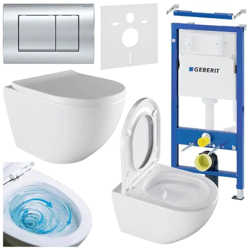 Zestaw podtynkowy WC stelaż Geberit Duofix miska Nero-WH-02 przycisk Delta 30 chrom