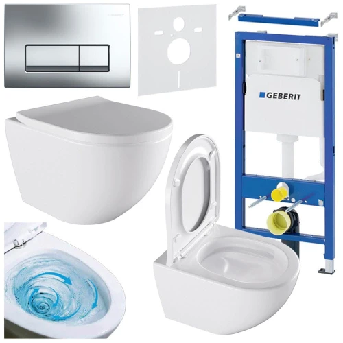 Zestaw podtynkowy WC stelaż Geberit Duofix miska Nero-WH-02 przycisk Delta 50 chrom
