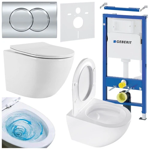 Zestaw podtynkowy WC stelaż Geberit Duofix miska Nero-WH-03 przycisk Delta 01 chrom