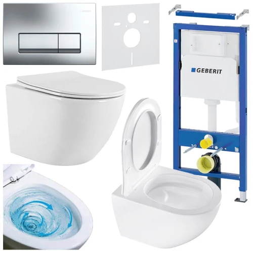 Zestaw podtynkowy WC stelaż Geberit Duofix miska Nero-WH-03 przycisk Delta 50 chrom