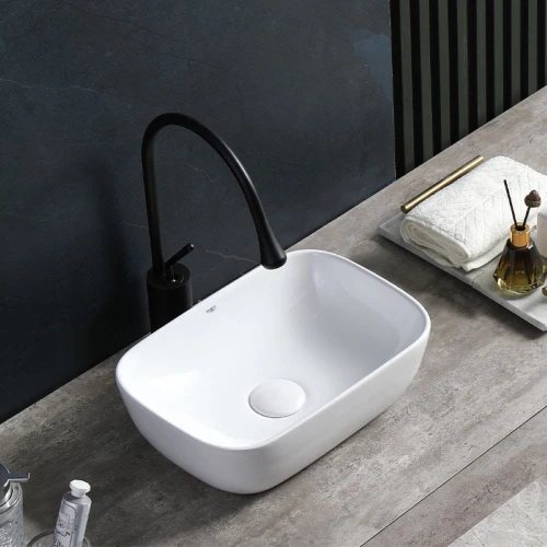 Umywalka nablatowa ceramiczna prostokątna Milo-WH-455 biała