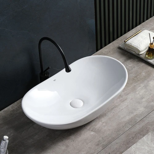 Umywalka nablatowa ceramiczna owalna Lavi-WH-625 biała