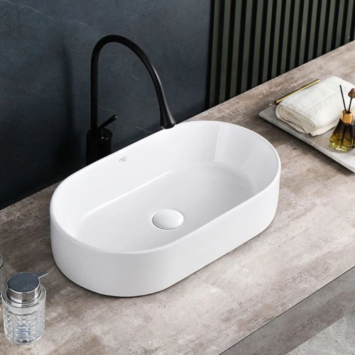 Umywalka nablatowa ceramiczna owalna Navi-WH-460 biała