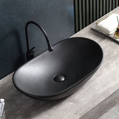 Umywalka nablatowa ceramiczna owalna Lavi-MTB-625 czarny mat