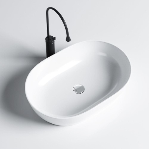 Umywalka nablatowa ceramiczna owalna Neo-WH-605 biała