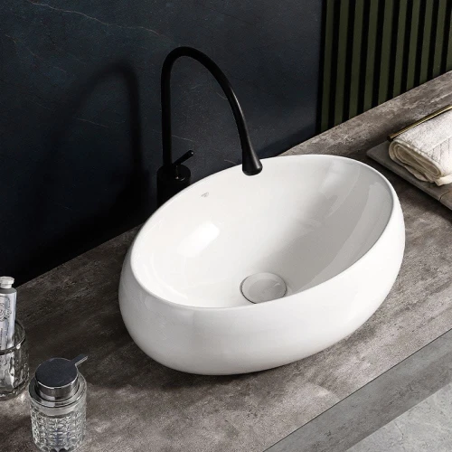Umywalka nablatowa ceramiczna owalna Cari-WH-500 biała
