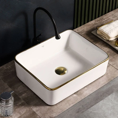 Umywalka nablatowa ceramiczna prostokątna Luxo-WH-GL-480 biała