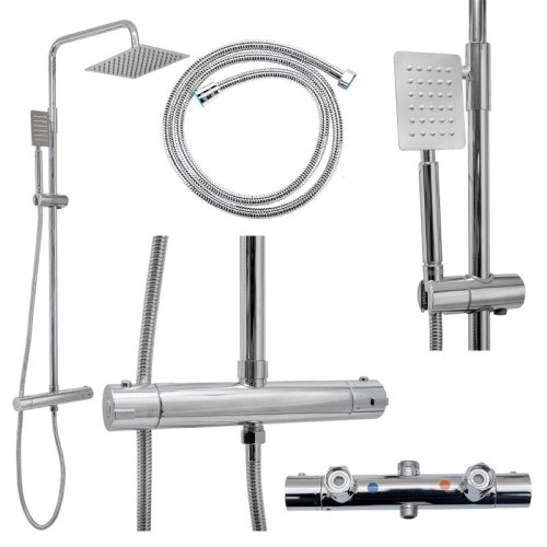 Bateria prysznicowa z termostatem i deszczownicą T151A chrom
