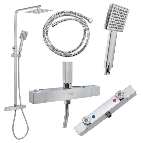 Bateria prysznicowa z termostatem i deszczownicą T153A chrom