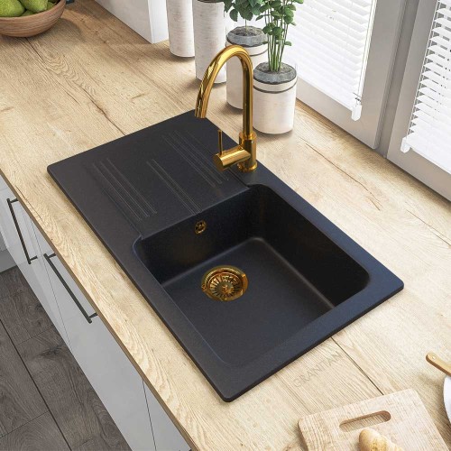 Zlewozmywak granitowy ADA Golden Line z syfonem + impregnat