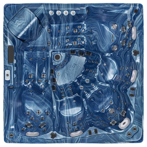 Jacuzzi ogrodowe wanna SPA748 niebieska fala obudowa szara deska F22 230 x 230 cm