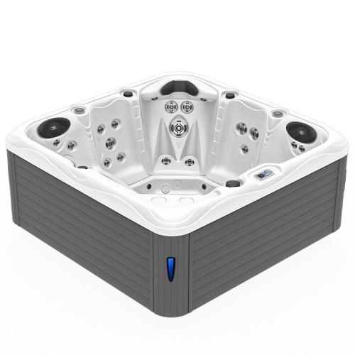 Jacuzzi ogrodowe wanna SPA752 biała perła obudowa szara 200 cm x 200 cm