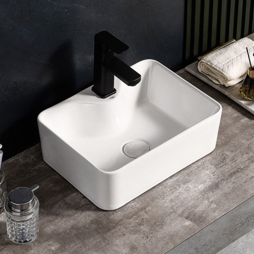 Umywalka nablatowa ceramiczna prostokątna ELISE-WH-480 biała