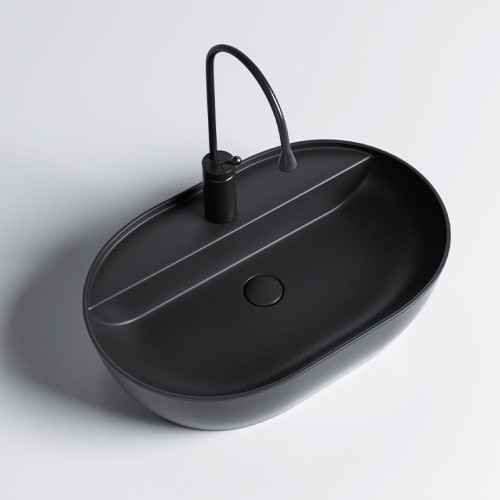 Umywalka nablatowa ceramiczna owalna EMI-MTB-605 czarny mat 