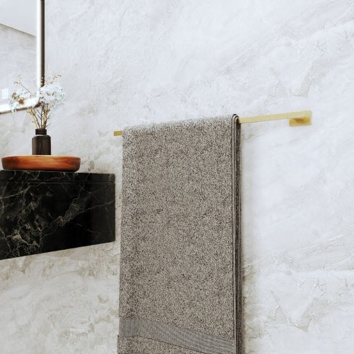 Uchwyt na ręcznik długi wieszak łazienkowy szczotkowane złoto reling Caro