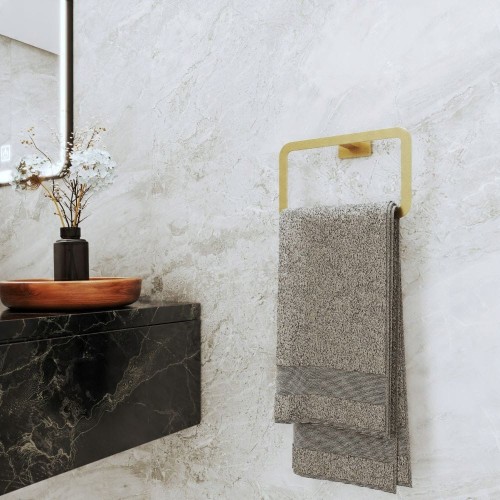 Uchwyt kwadratowy na ręcznik szczotkowane złoto Caro wieszak
