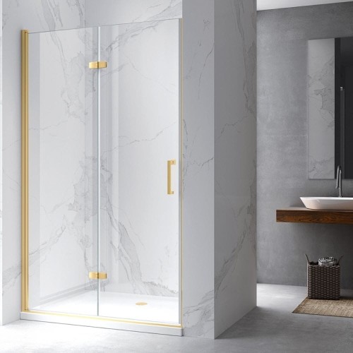 Drzwi prysznicowe uchylne do wnęki ZES-KZ21C-GL-90 złote 90 cm 6 mm