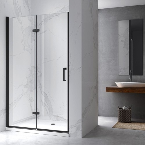 Drzwi prysznicowe uchylne do wnęki ZES-KZ21B-BL-80 czarne 80 cm 6 mm