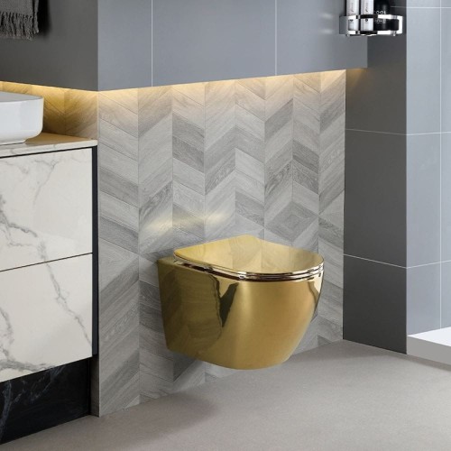 Miska WC wisząca Tornado MIZU-GL-WH-TR-03 złota deska wolnoopadająca Duroplast