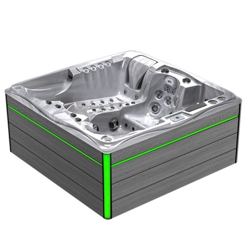 Jacuzzi ogrodowe wanna SPA747 cappucino obudowa szara deska F24 210 x 210 cm
