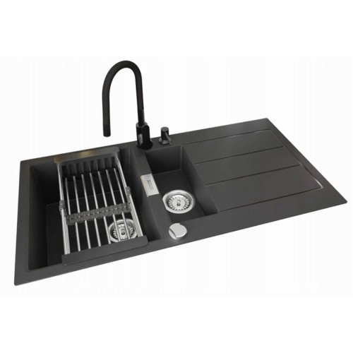 Zlewozmywak Franke zlew Sirius Sid S2D 2.0 651- 100 czarny onyx z baterią Grado