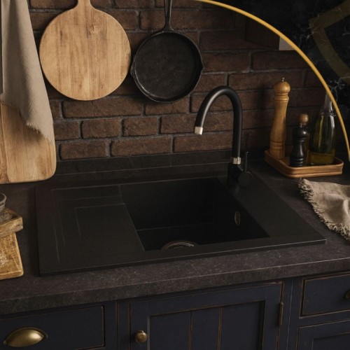 Zlewozmywak granitowy jednokomorowy Lila - syfon