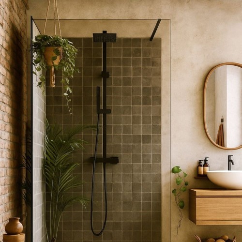 Zestaw prysznicowy natryskowy termostatyczna z deszczownicą KOBA czarny