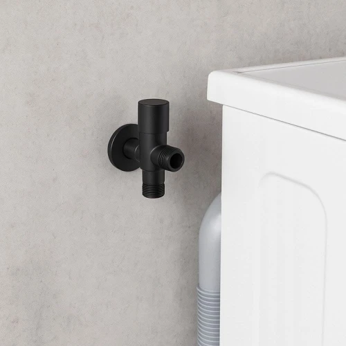 Zawór kątowy do pralki z ceramiczną głowicą 1/2 x 3/4 mosiężny ONUS czarny