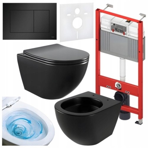 Zestaw podtynkowy WC stelaż Tece miska NIKO-MBL-03 przycisk czarny mat