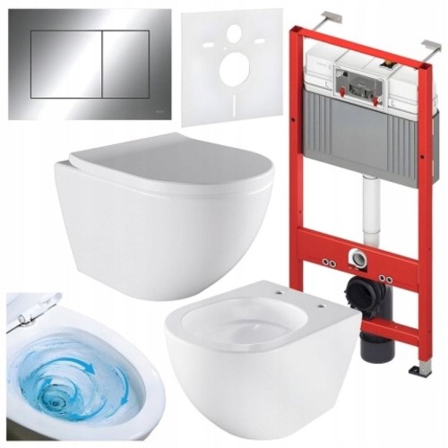 Zestaw podtynkowy WC stelaż Tece miska NIKO-WH-02 przycisk chrom