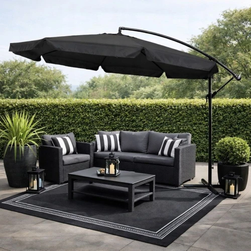 Parasol ogrodowy z wysięgnikiem składany + pokrowiec KARIO-BL Czarny 350x240