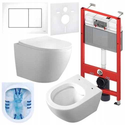 Zestaw podtynkowy WC stelaż Tece miska MONA-WH03 przycisk biały mat