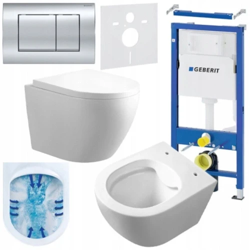 Zestaw podtynkowy WC stelaż Geberit Duofix miska MONA-B02 przycisk Delta 30 chrom