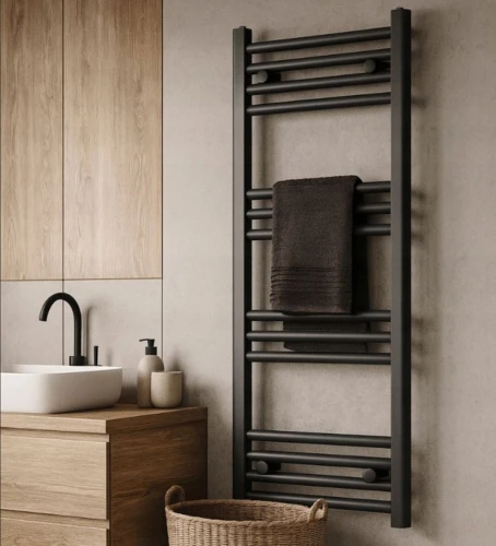 Grzejnik łazienkowy drabinkowy GRANITE SINK BASO 40 x 100 cm - czarny