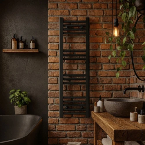 Grzejnik łazienkowy drabinkowy GRANITE SINK BASO 30x100 cm - czarny