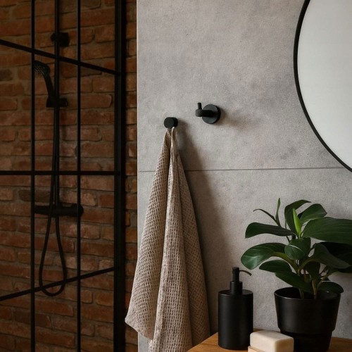 Uchwyt punktowy wieszak na ręcznik haczyk pojedynczy na kołki POUL - czarny