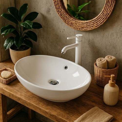Umywalka łazienkowa nablatowa ceramiczna ADOL - biała