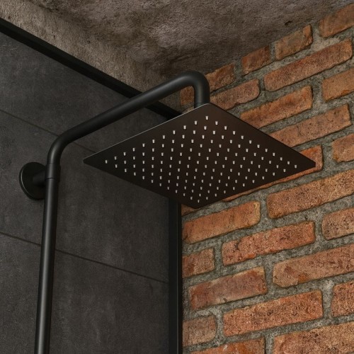 Deszczownica kwadratowa 30cm zestaw natryskowy ruchoma stalowa MAREN czarna