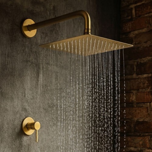 Deszczownica kwadratowa 30 cm MAREN - szczotkowane złoto