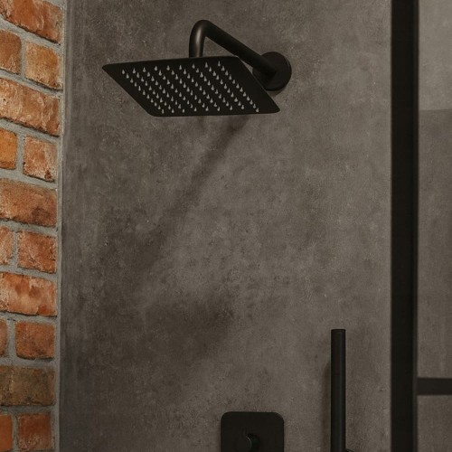 Deszczownica kwadratowa 20cm zestaw natryskowy ruchoma stalowa MAREN czarna