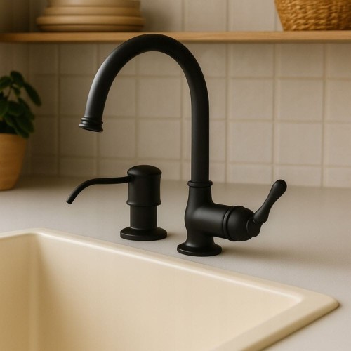 Dozownik do płynu do naczyń okrągły GRANITE SINK VINTAGE - czarny