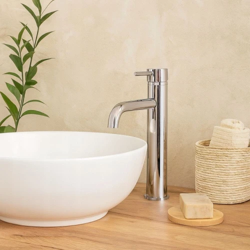 Bateria łazienkowa niska GRANITE SINK ROSO - chrom