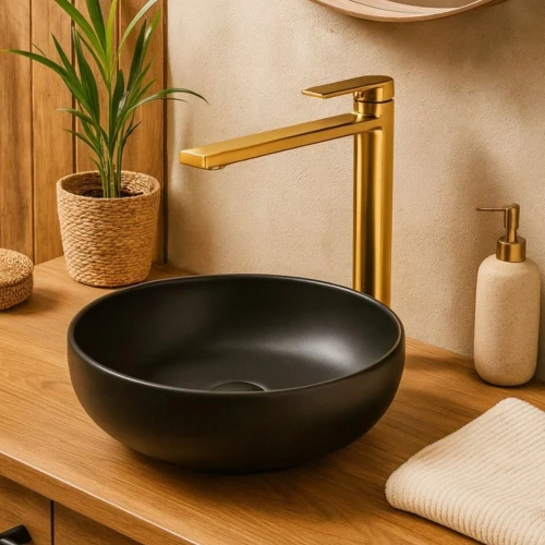 Bateria łazienkowa wysoka GRANITE SINK ROSAL - złota