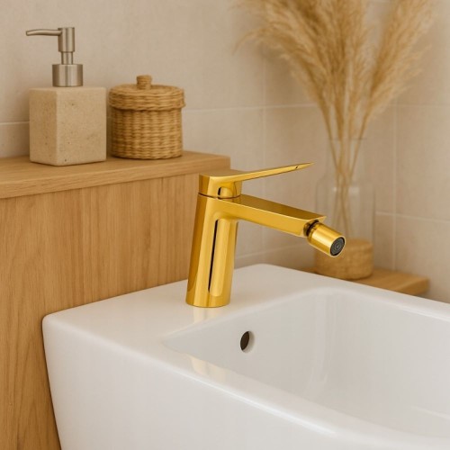 Bateria bidetowa jednouchwytowa kran stojący mosiężna AROMA - kolor złoty