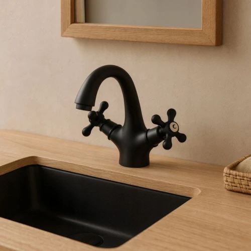 Bateria łazienkowa umywalkowa GRANITE SINK REVO - czarna