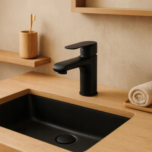 Bateria łazienkowa umywalkowa GRANITE SINK PIRO - czarna
