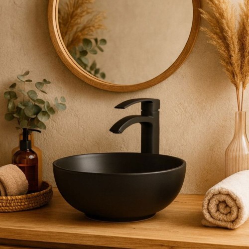 Bateria łazienkowa niska GRANITE SINK CASADA - czarna
