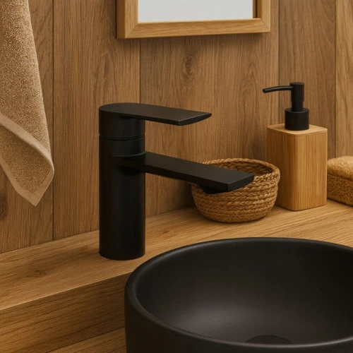 Bateria łazienkowa niska GRANITE SINK FABON - czarna